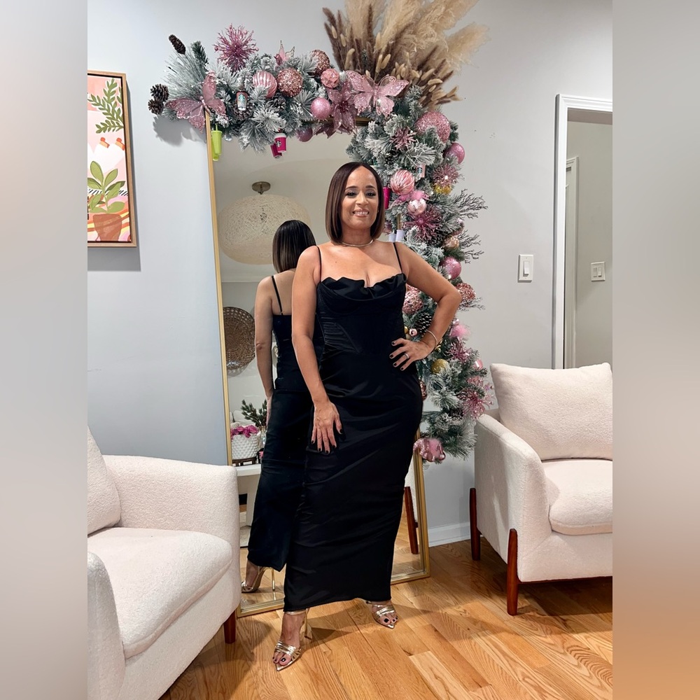 House of CB Black Satin Maxi Dress